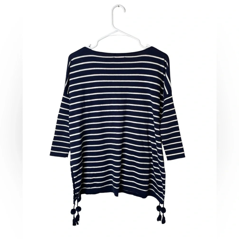 Lilly Pulitzer Navy Stripe Coolmax Elba Sweater With Tassels Size XXS - Picture 5 of 5